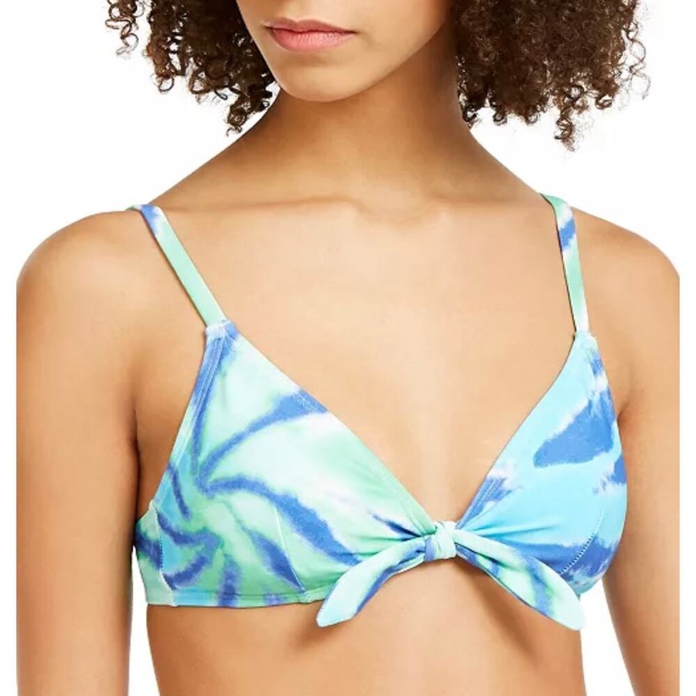 NWT Tommy Hilfiger Blue & Green Tie-Dye Knot Front Bikini Top - Size L